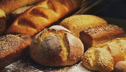 assortment of baked bread