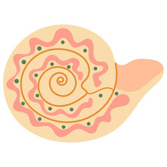 Seashell vector illustration. Oceanic mollusk, underwater creature. Hand drawn doodle, sea animal sketch. Aquarium cockleshell. Marine cartoon isolated clipart.