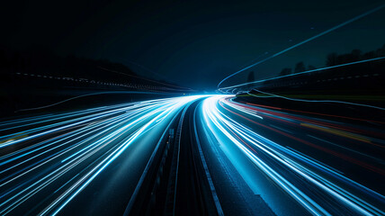 light trails on a highway, long exposure