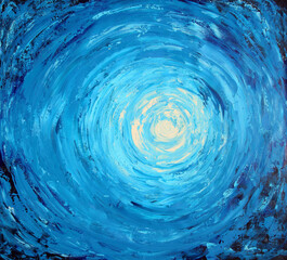 Abstract art painting with blue vortex - obrazy, fototapety, plakaty