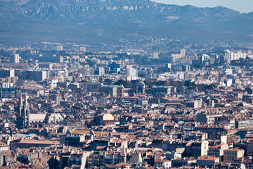 Aerial view of Marseille with St. Vincent de Paul Church
