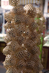 Bamboo cages with crickets