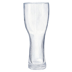 Hand-drawn glass for beer, beer festival, watercolor illustration. Watercolor international beer day. Composition for poster, card, banner, flyer, cover, playbill and other print