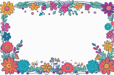 Fototapeta premium Text frame on a white sheet of paper, colorful frames, birds, balls, berries, threads