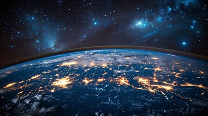 Obraz premium Earth Viewed From Space at Night