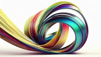 3d render abstract background colorful twisted shapes in motion computer generated digital art for poster flyer banner background or design element holographic foil ribbon on white background