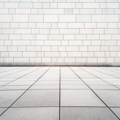 Symmetrical perspective of a tiled wall and floor