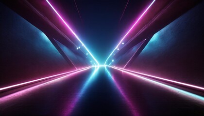 3d render abstract simple background illuminated with pink blue neon neon light