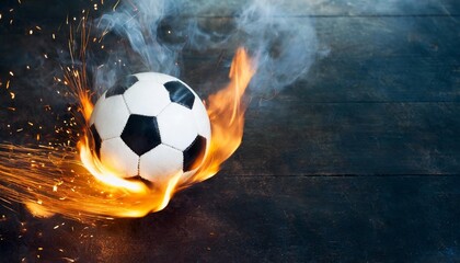 burning soccer ball on a dark abstract background