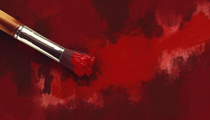 watercolor brush square handmade painting red