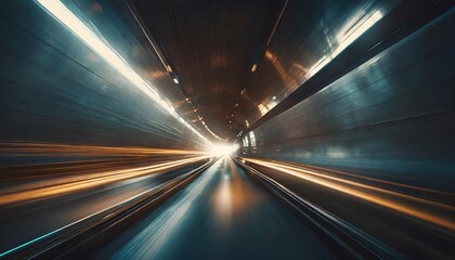high speed light trails in futuristic tunnel