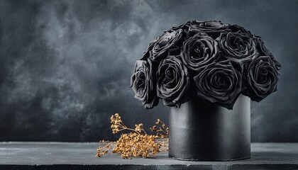 vintage classic painting black rose bouquet on dark background generative ai