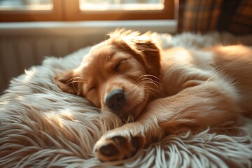Puppy wrapped in sunlit serenity