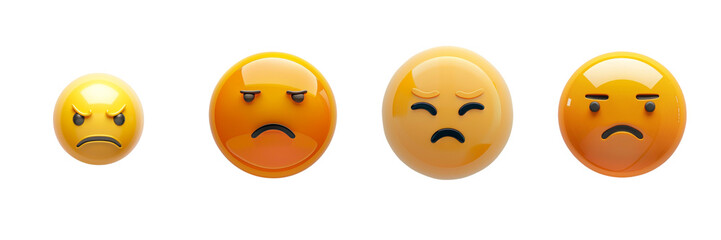Fototapeta premium Set of A one emoji, sad mouth on a transparent background (