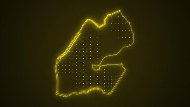 Neon Yellow Djibouti Map Borders Outline Loop Background