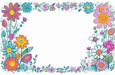 Text frame on a white sheet of paper, colorful frames, birds, balls, berries, threads