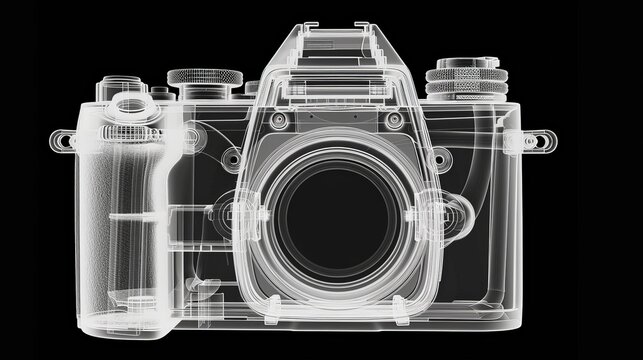 xray of a digital photograph camera, black background