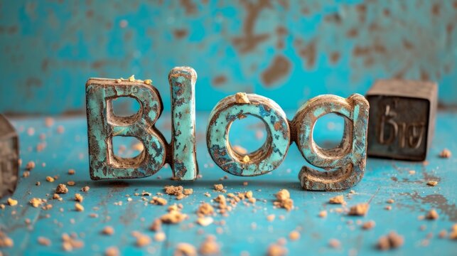 Aquamarine Crystal Blog concept creative art poster.