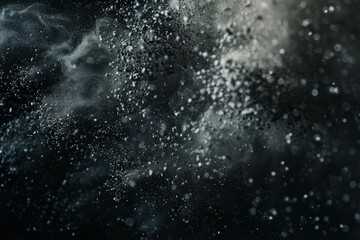 explosive black charcoal dust particles exhaling in air dynamic abstract background - obrazy, fototapety, plakaty