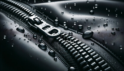 Waterproof Zipper Unzipping Close Up 