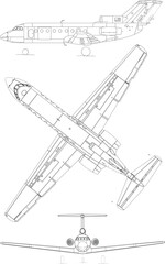 Adobe Illustrator Artwork Yakovlev Yak-40 3-view svg vector file.eps