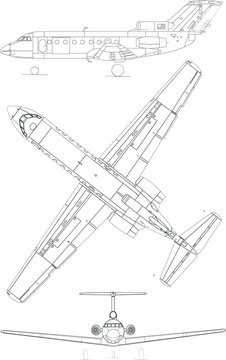 Adobe Illustrator Artwork Yakovlev Yak-40 3-view svg vector file.eps
