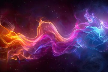 Obraz premium A colorful, swirling line of fire in space. The colors are orange, blue, and purple