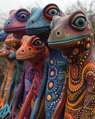 frogs. close up of a face of a person. strange beasts fictional creatures fairy tale heroes fabulous animals. space creatures animals from space