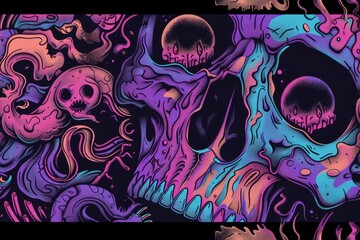 Artistic Skull Design: Vibrant Abstract Pattern for Wallpaper
