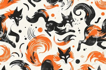 kitsune seamless pattern