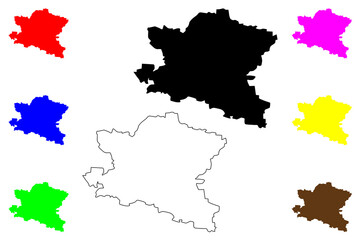 Naklejka premium Ansbach city (Federal Republic of Germany, Urban district Middle Franconia, Free State of Bavaria) map vector illustration, scribble sketch Ansbach map