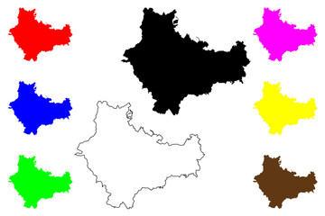 Bad Kissingen district (Federal Republic of Germany, rural district Lower Franconia, Free State of Bavaria) map vector illustration, scribble sketch Bad Kissingen map