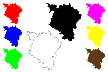 Fototapeta premium Calw district (Federal Republic of Germany, rural district, Baden-Wurttemberg State) map vector illustration, scribble sketch Calw map