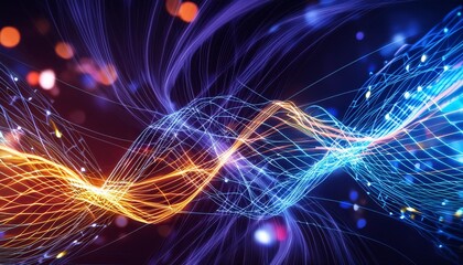 Fototapeta na wymiar neural flow particle system abstract illustration in motion where particles turn into colorful streams of light representing neural connections ai