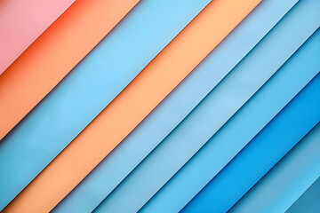 Obraz premium Textured paper background with minimal composition of geometric shapes and lines in soft colors such as pastel blue, peach and orange.