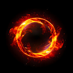 abstract fire circle, clear background