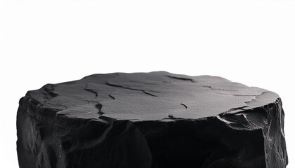 empty top of rock or stone table black isolated on white background high quality photo