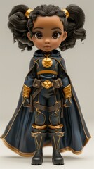 black girl superhero 3D render. Generative AI
