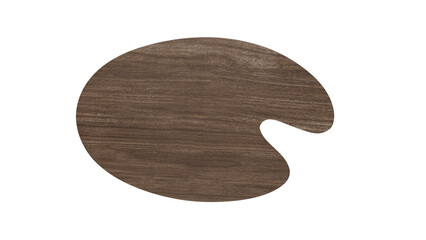 Dark wood art or paint palette isolated on transparent and white background. Art concept. 3D render