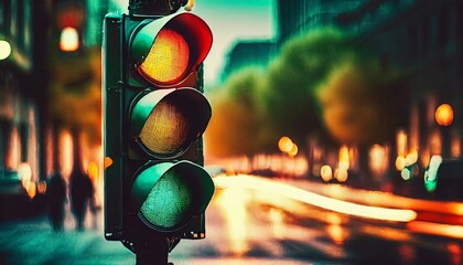illustration of a traffic light on the street