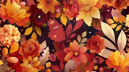 A vibrant tapestry of autumnal flowers in full bloom