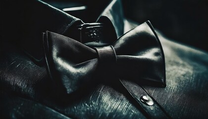 a black bow tie on a black shirt