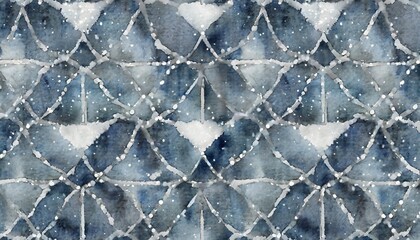 watercolor seamless pattern cage with snow deep blue and grey color for textile fabric wrapping paper wedding invintation wallpaper decor