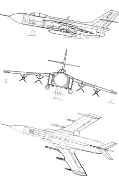 Yakovlev Yak-28-64 3-view-svg vector file.svg