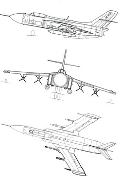 Adobe Illustrator Artwork Yakovlev Yak-28-64 3-view-svg vector file.eps