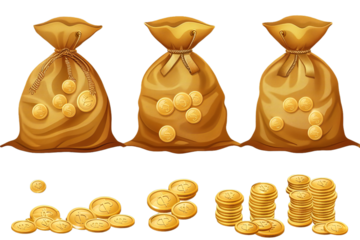 Gold coin pot on isolated white background