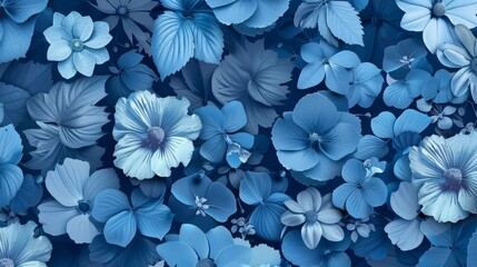 A serene blue floral pattern