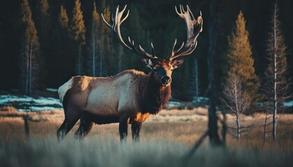 north american elk the elk or wapiti cervus canadensis in the natural habitat yellowstone np