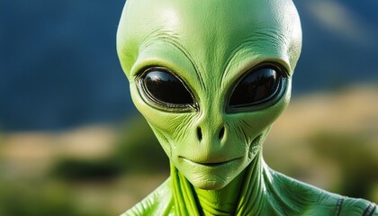 closeup portrait of a green alien ai generated