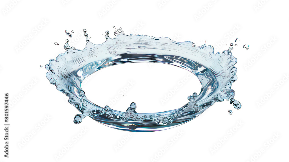 Poster ring of clear water with splash isolated on white created with generative ai